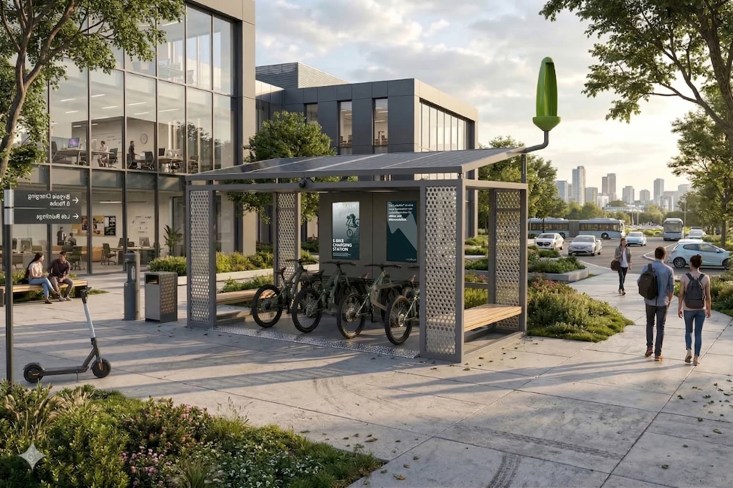 LadeAlm&reg; Stazione di ricarica per eBike con impianto fotovoltaico per esterni